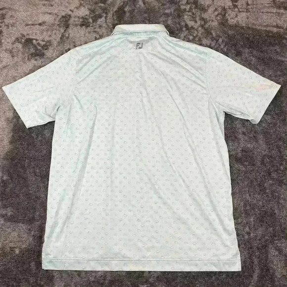 FootJoy Men's XL Polo Cloud Sun All Over Print Performance Stretch Light Blue - Picture 8 of 11